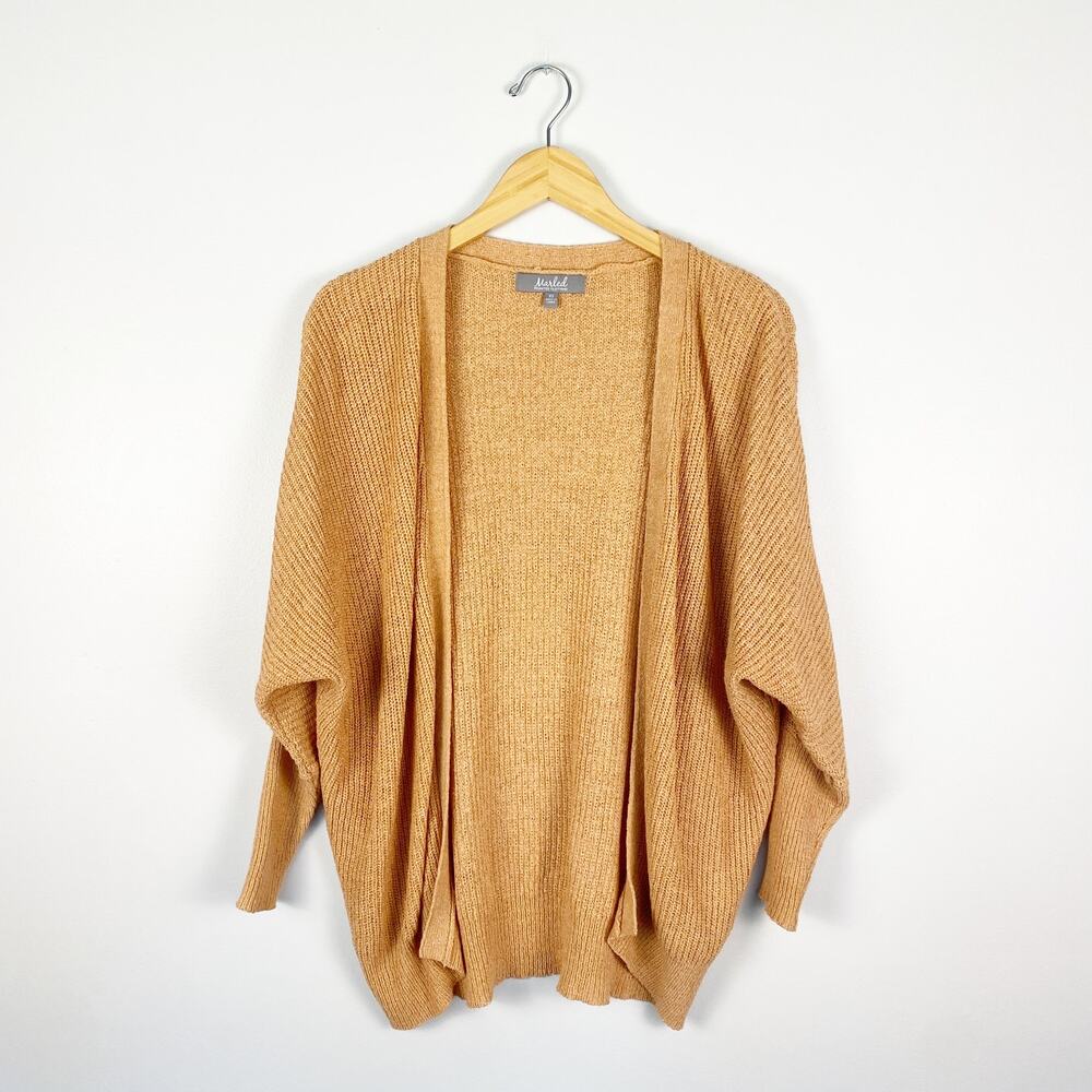 Marled Knit 3/4 Sleeve Cardigan Peach XS